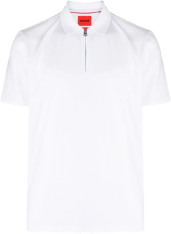 half-zip cotton-blend polo shirt