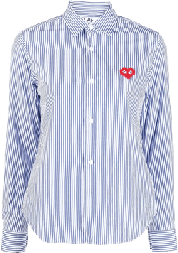 logo-patch striped shirt