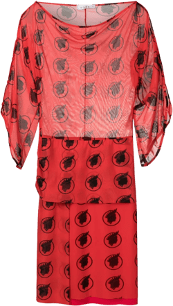 graphic-print tulle-panelled dress