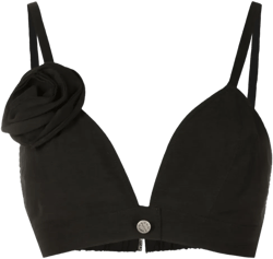 floral-appliqué crop top