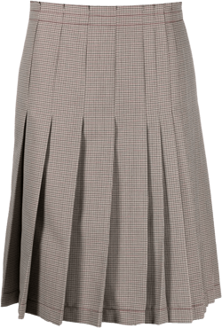 check-print pleated midi skirt