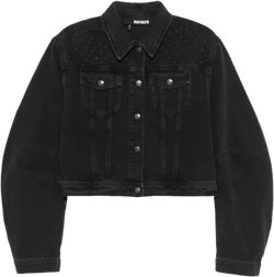 Oversized Denim Jacket Studded Detail In Black