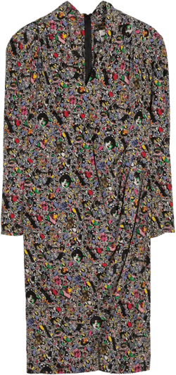 graphic-print silk dress