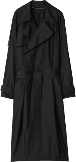 double-breasted silk trench coat