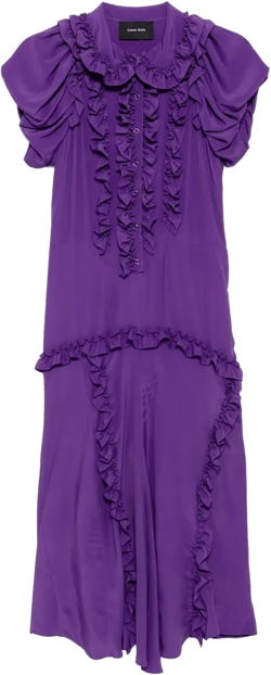 ruffled multi-stitched midi dress