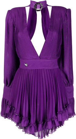 plunging V-neck pleated dress
