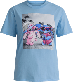 Lilo & Stitch Stitch and Angel Women's Graphic Tee with Short Sleeves, Women's and Women's Plus