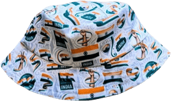 Viva India Indian Flag Reversible Bucket Hat by Tribe Afrique Blue
