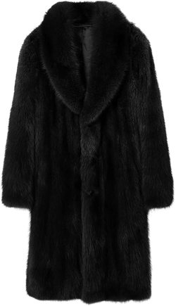 Men's Long Fluffy Faux Fur Coat Thicken Soft Fur Jacket Outerwear Winter Faux Mink Long Sleeve Coats Black X-Large