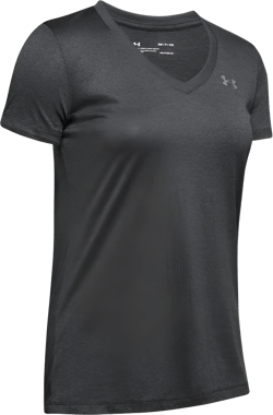Under Armour Women's Solid Tech V-Neck Shirt Carbon LG