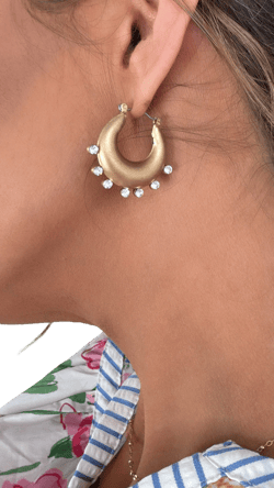Jane Marie Chunky Gold Hoop with Crystal Detail