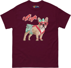 "Love Bug" Female French Bulldog in Donut Skirt Men's Classic Tee | Fawn & White Colored