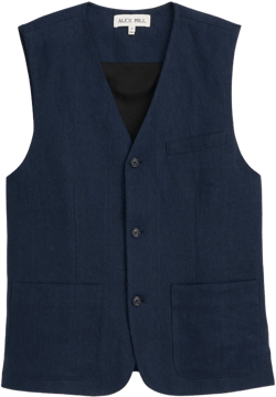 Daniel Vest In Linen Herringbone