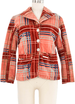 Plaid Velvet Quilt Lined Jacket