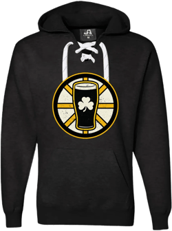 Beer, Hockey, Black & Gold Lace Up Hoodie