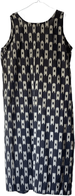 Ikat Cotton Back V Dress