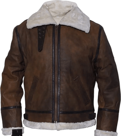 B3 Brown Bomber WWII Real Cowhide Leather Flight Aviator Jacket with Faux Shearling (Brown, 2XL)