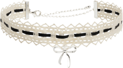 Lace Bow Choker - Black/Silver