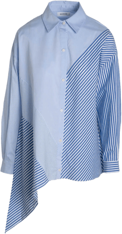 Cotton Asymmetrical Stripe Mix Shirt