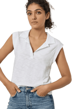 White Cap Sleeve Polo Tee