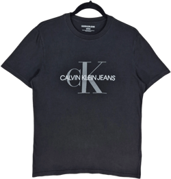 Calvin Klein Jeans Black Monogram Cotton Tee Shirt Size S