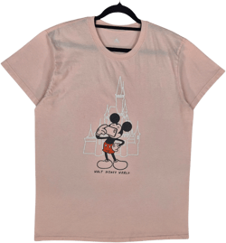 Disney World Mickey Mouse Light Pink Slim Cotton Tee Shirt Size L