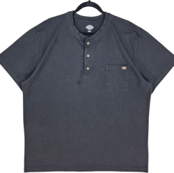 Dickies Black Basic Cotton Henley Tee Shirt Size 2XL