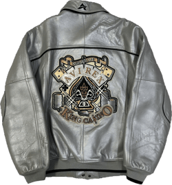 Avirex King Casino Leather Jacket In Silver ( XL )