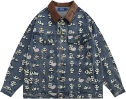 Men Denim Jacket Denim Shirt Coat Men's Contrast Color Lapels Jacket Spring and Autumn