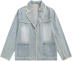Men Denim Jacket Washed Denim Jacket Men Autumn Stitching Loose Jacket Coat