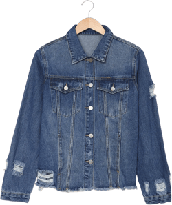 Blue denim jacket aged with reverse *