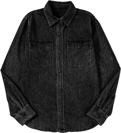 Black denim jacket with collar and buttons *