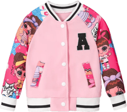 Girls Baseball Uniform Jacket, Casual Outerwear
