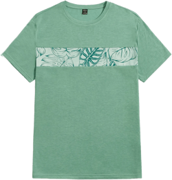 Men's Knitted Leaf Design Short Sleeve T-Shirt: Perfect for Casual, Beach, and Surfing