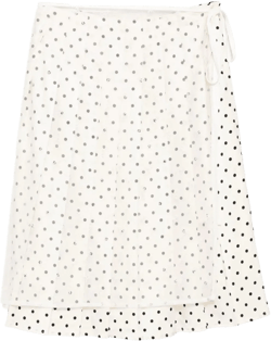 B+ AB Women's White Polka Dot Wrap Midi Skirt
