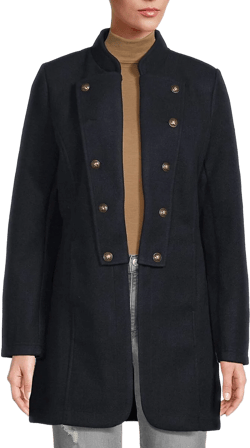 Tommy Hilfiger Women's Black Mandarin Collar Open Front Jacket