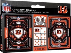 MasterPieces Officially Licensed NFL Cincinnati Bengals 2-Pack Playing cards & Dice set for Adults