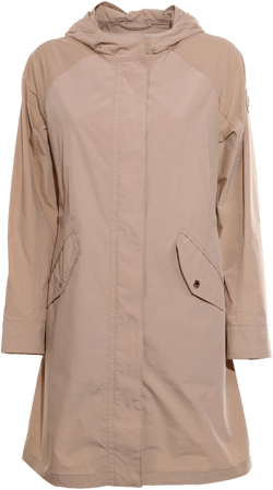 Long Summer Parka With Hood In Feather Beige