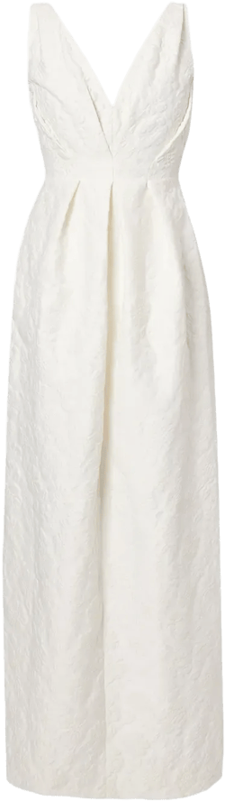 gathered floral-matelassé gown