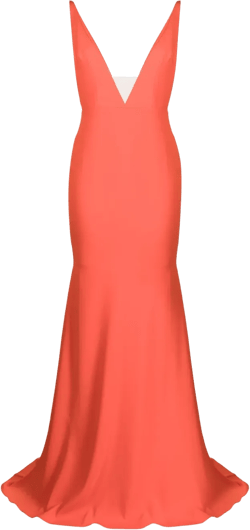 plunge-neck fishtail gown