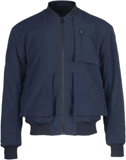 Reversible Wool Patch Bomber Jacket In Navy/black In Blue