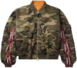 Cargo Bomber Jacket In Green Camouflage