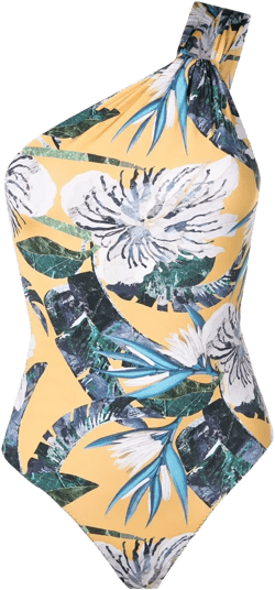 asymmetric floral-print swimsuit