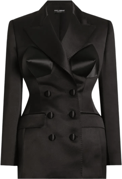 Bouble-breasted Duchess Blazer In Black