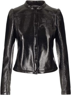 Black Cotton Jacket With High Collar And Zip