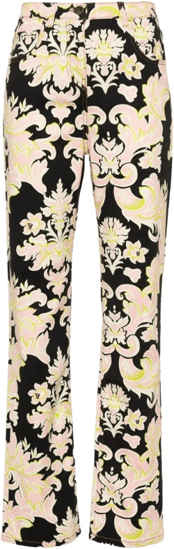 floral-print straight-leg jeans