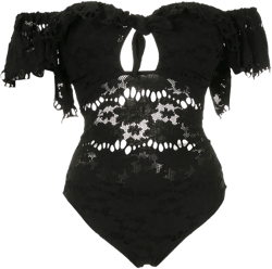 off-shoulder floral lace one piece