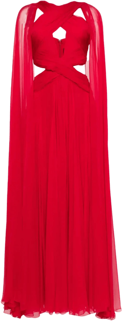 silk-chiffon cape gown