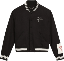 Embroidered Logo Bomber Jacket In Navy Blue