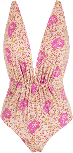 Clavert Plunging Neck Swimsuit In Pink